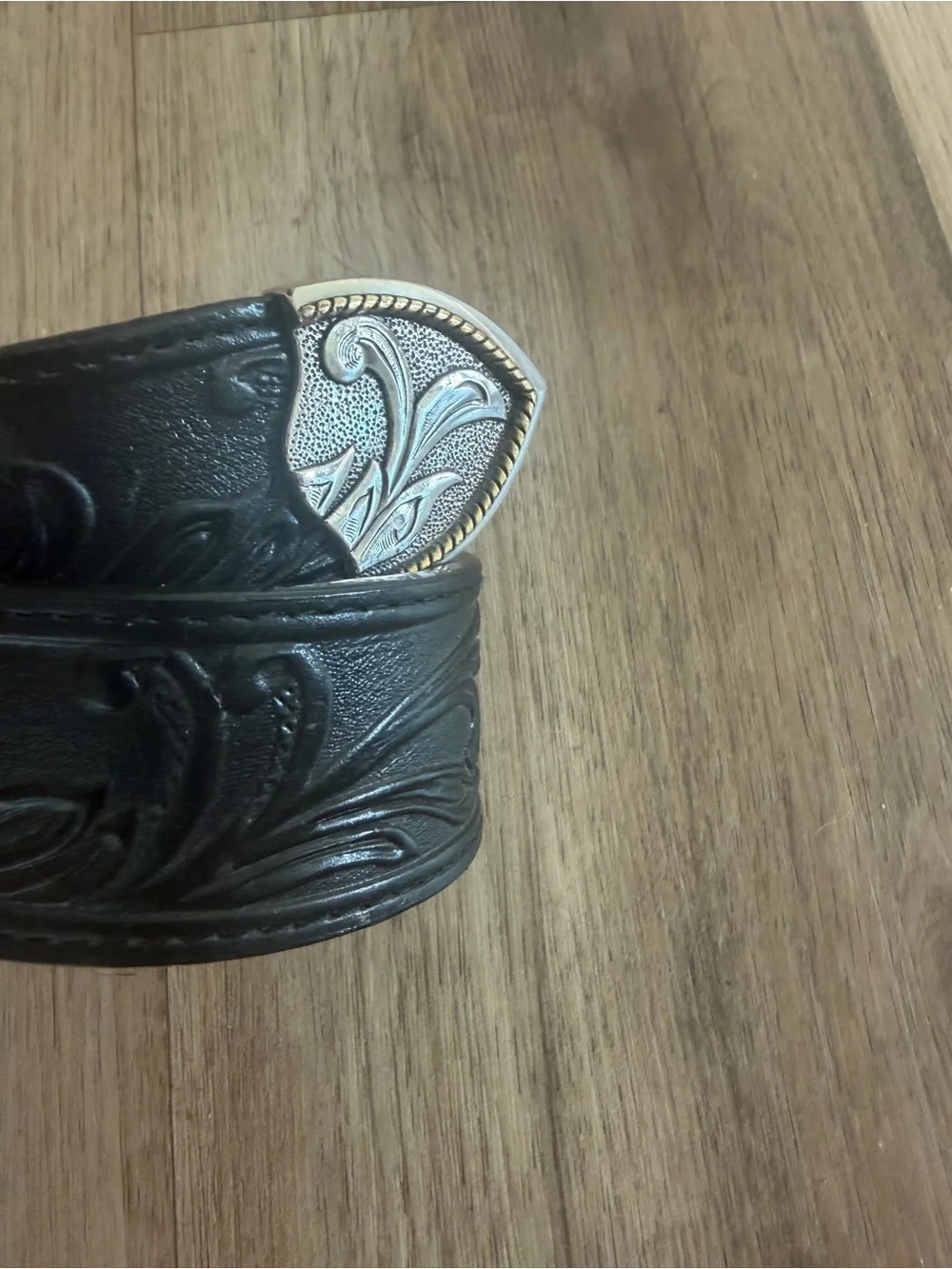 Tony lama Montana Silversmith Tooled Leather Belt California Buckle Mens 34 NWOT